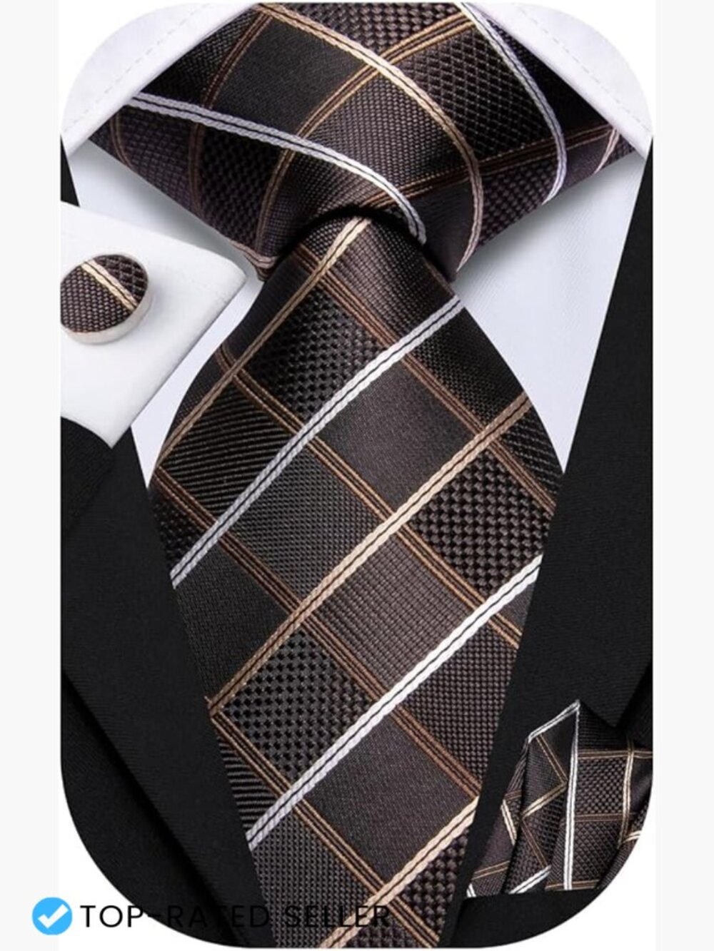 Silk Blend Tie Set Formal Wedding Elegant Accessories Cufflinks Pocket Square